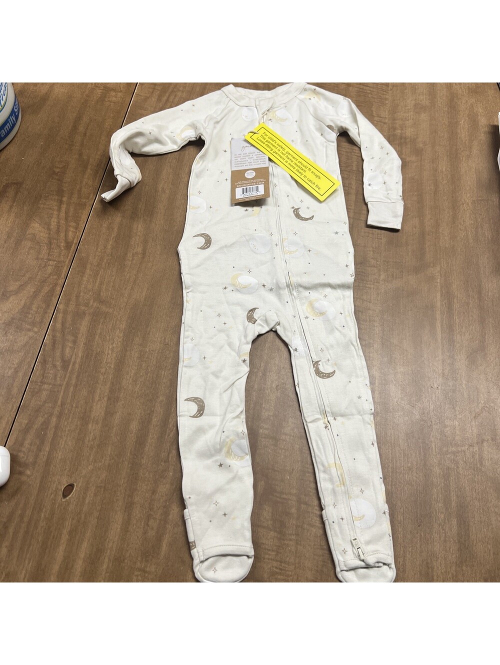 GoumiKids Luna Footie 12-18 mo Baby Snug Fit Bamboo Jumpsuit Moon Zippy Organic